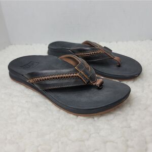 Reef Ortho Mens  Flip-Flops Size 6 Brown Smoothy Leather  Sandals Like New